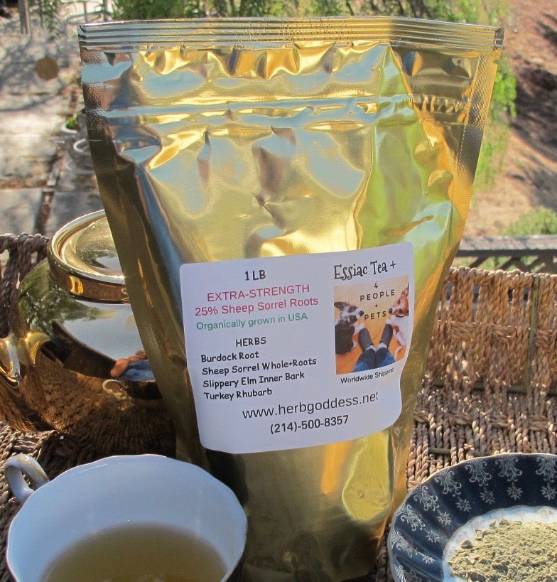 Essiac Tea Extra Strength 4 Herbs 25% Sheep Sorrel Root 1 LB